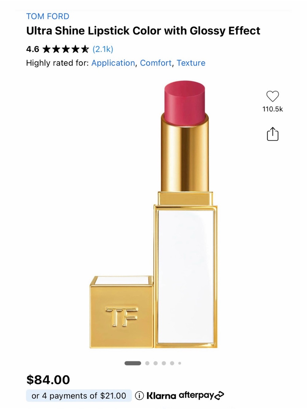 BNIB, Tom Ford Ultra Shine Lipstick Color with Glossy Effect, 41 Remote Isle